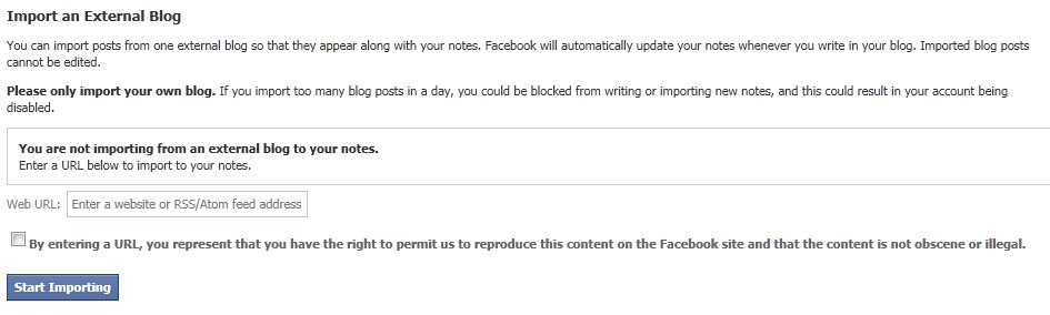 Import Blog to Facebook Notes