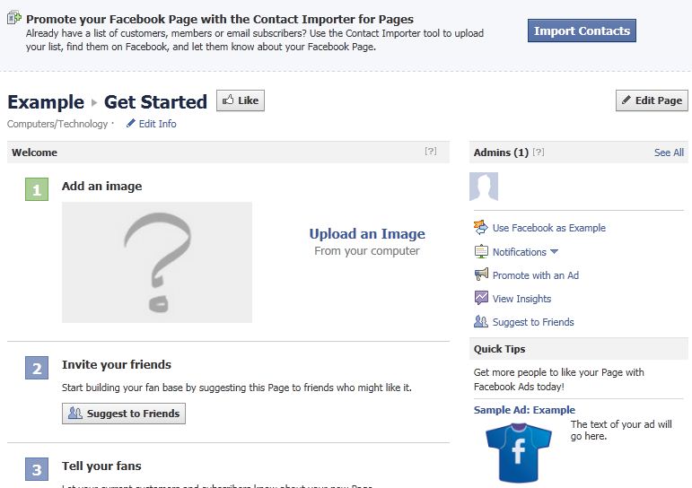 Screenshot of Fan page