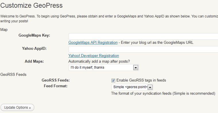 GeoPress Options in WordPress