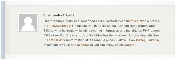Author bio on every blog post
