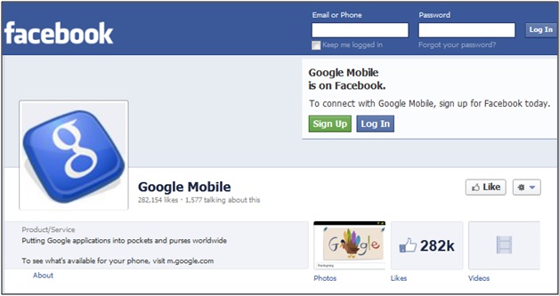 Google Mobile Facebook
