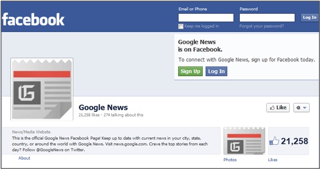 Google News Facebook