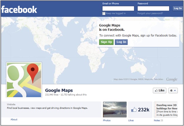 Google Maps Facebook