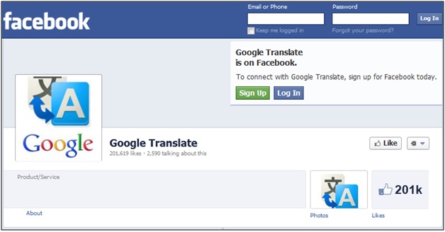 Google Translate Facebook