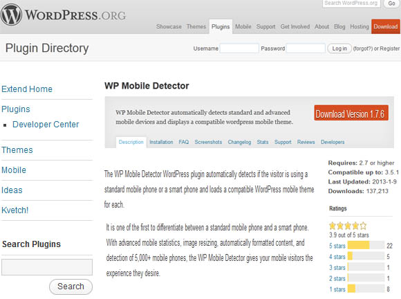WP Mobile Detector WordPress Plugin
