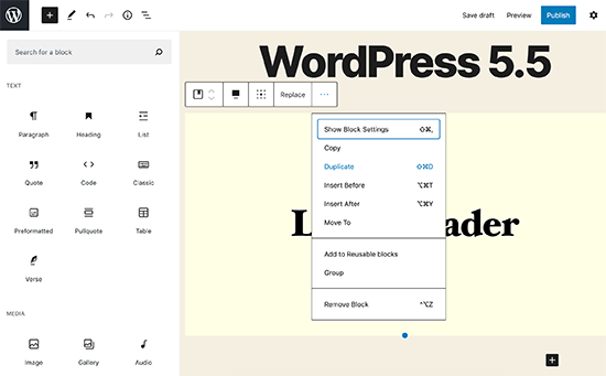 WordPress 5.5 - UI Improvements