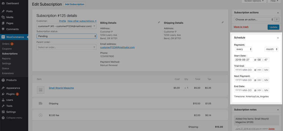 WooCommerce Subscriptions Update