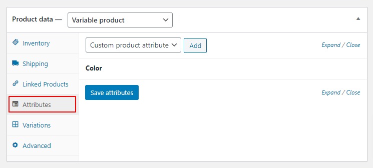Attributes Tab