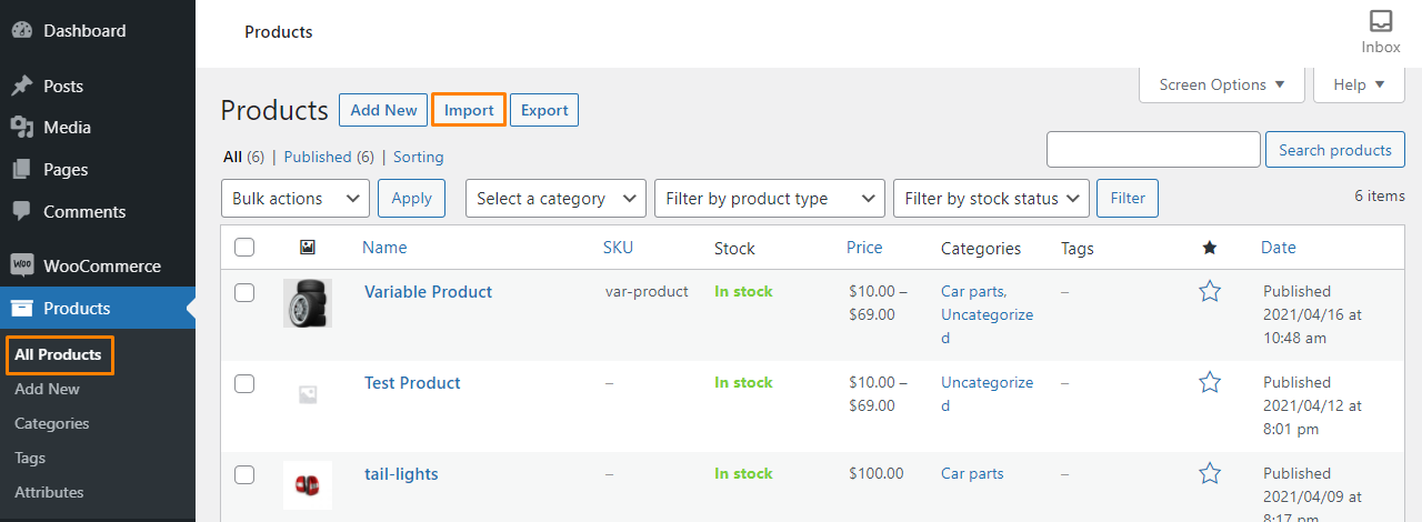 Import Products